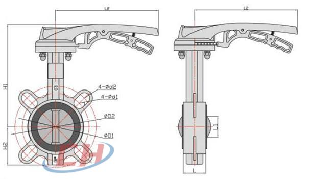四氟對夾蝶閥結構圖