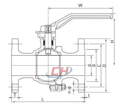 不銹鋼法蘭球閥 結構圖